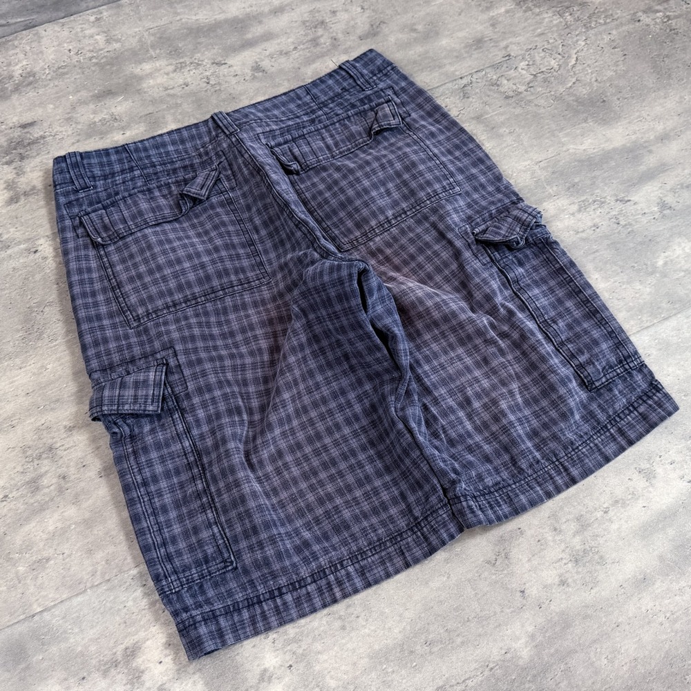 Y2K 00s BC Clothing Plaid Baggy Relax Fit Wide Cargo Checkcord Stripped Short's